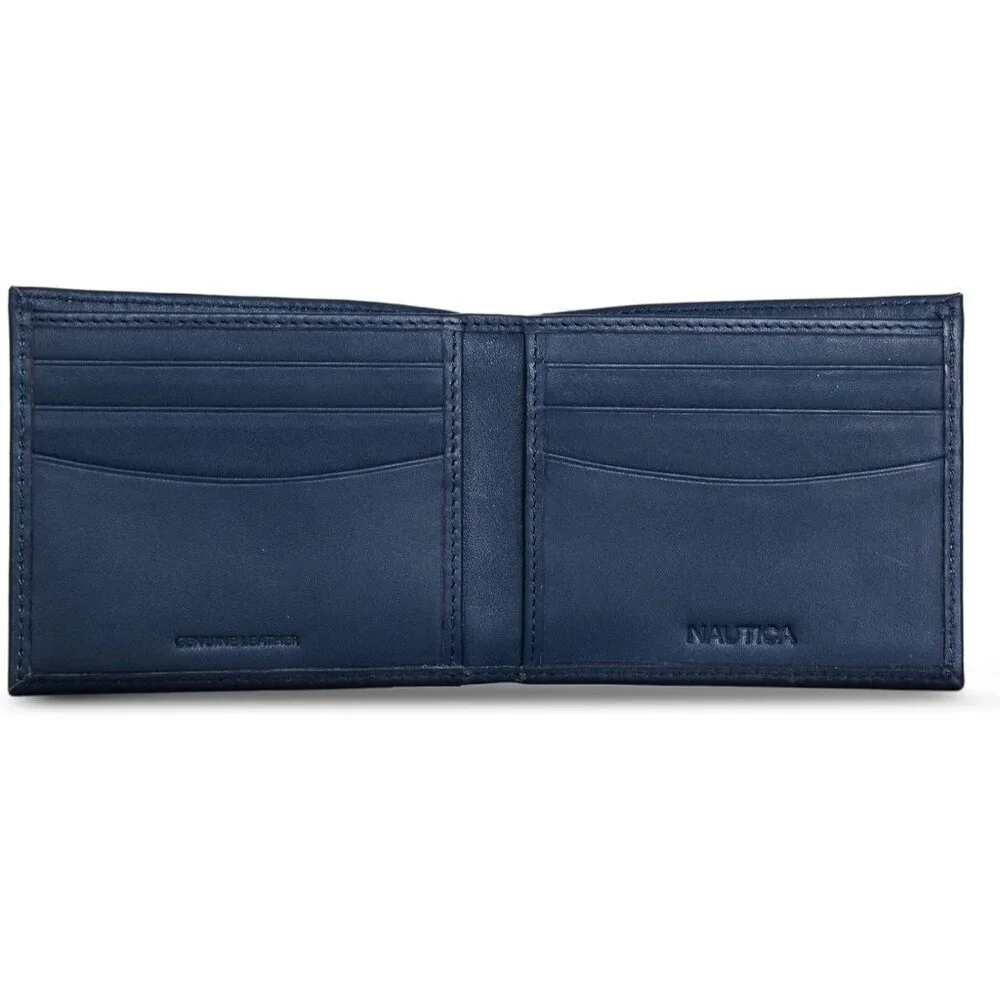 Men's Sail - Navy Bifold Leather Wallet RFID Blocking ID Window Card Slots